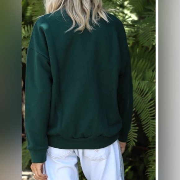 NEW Cherish Hunter green cotton long sleeve Crew Neck Fleece Lined sweatshirt - Picture 2 of 6